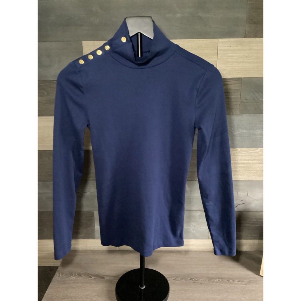 J.Crew Women Navy Blue Long Sleeve Shirt 100% Cotton Size XS